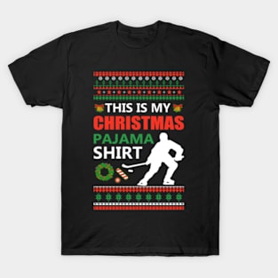 Ice Hockey Pajama Ugly X Mas T-Shirt